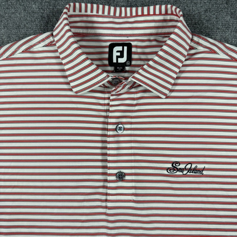 FootJoy Sea Island Gold Polo Mens XL Striped Performance Stretch